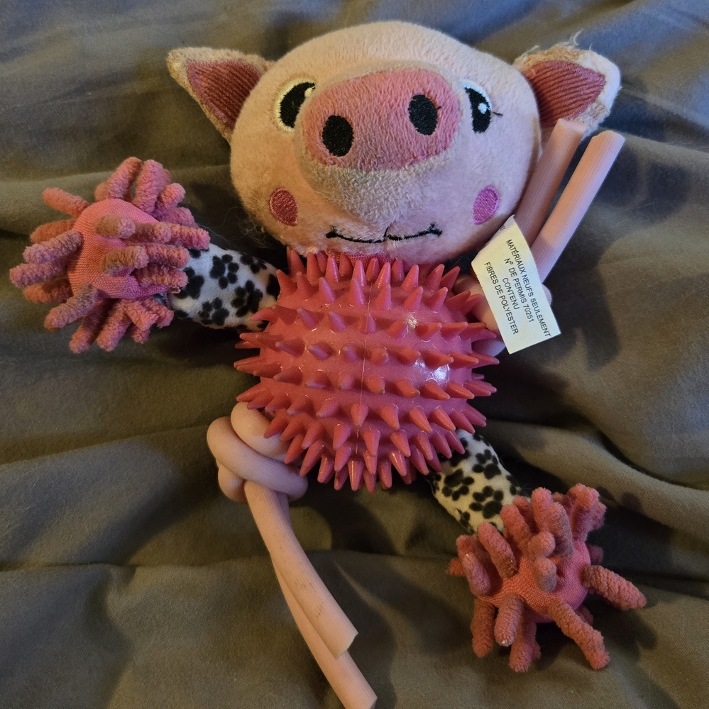 Pink Pig Dog Toy Lightly played with Tuff toy for small dogs or puppies